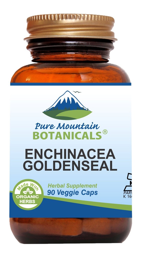 Echinacea Goldenseal Kapsules - Kosher Vegan Caps z 450mg organsko Echinacea Goldenseal Complex