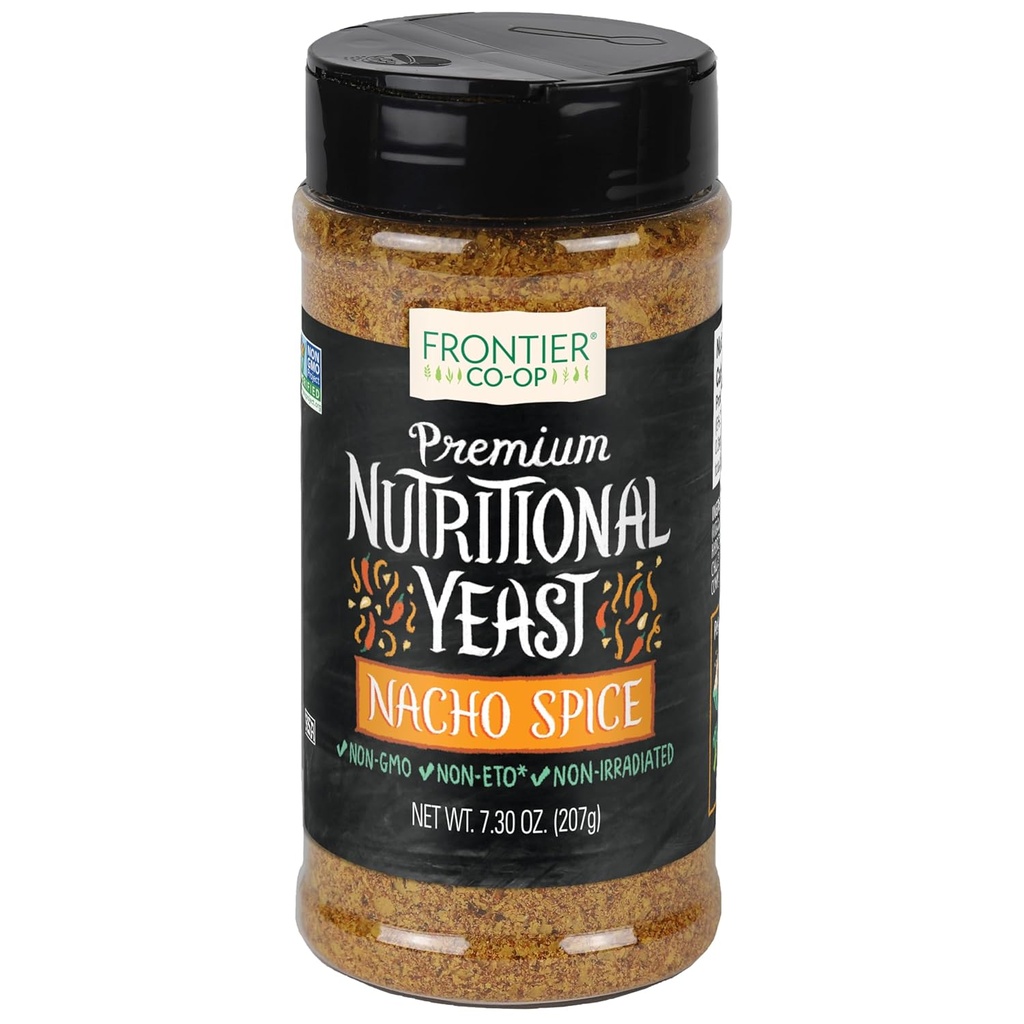 Frontier Co-op Nacho Spice Nutritional Yast Mešanica z vitaminom B12, 7.30 oz - za pokovko, prigrizke, testenine in juho