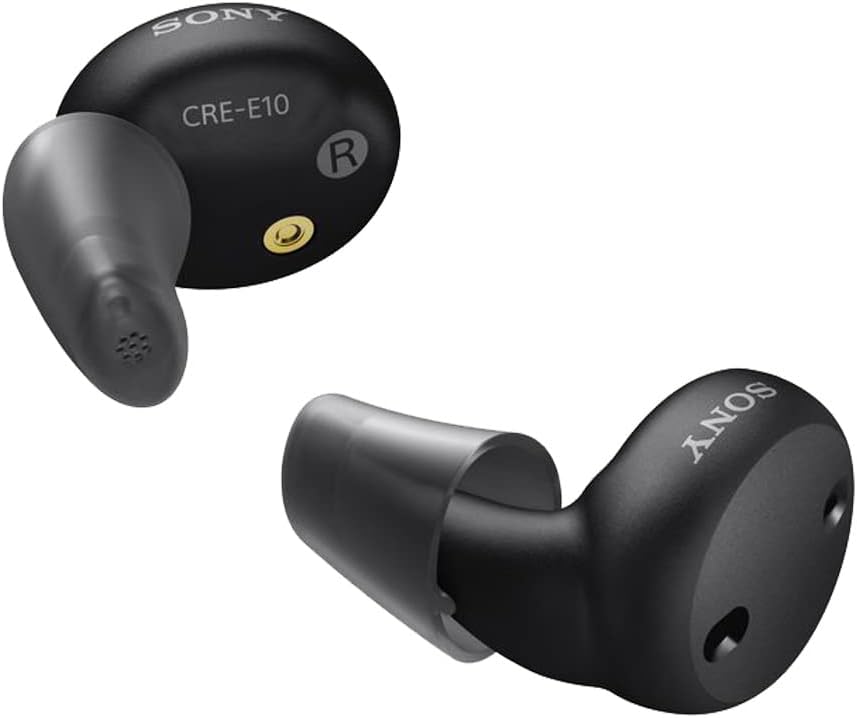 Sony CRE-E10 self-Fitting OTC slušni pripomočki za blago do zmerno izgubo sluha, kakovost predpomnilnika-stopnja zvoka, Udobno oblikovanje ušes, Bluetooth omogočen za iOS, in polnilna baterija, črna