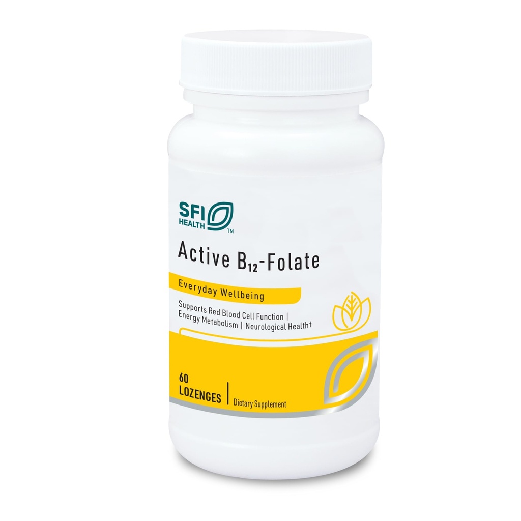 Klaire Labs SFI Zdravje Active B12 - Folate dodatek - Razrešljiva Lozenge z metil Folate & Vitamin B12 Metilkobalamin - Zelo Absorbljiva - Podpora zdravo Mood, Energija & Kognicija (60 grof)