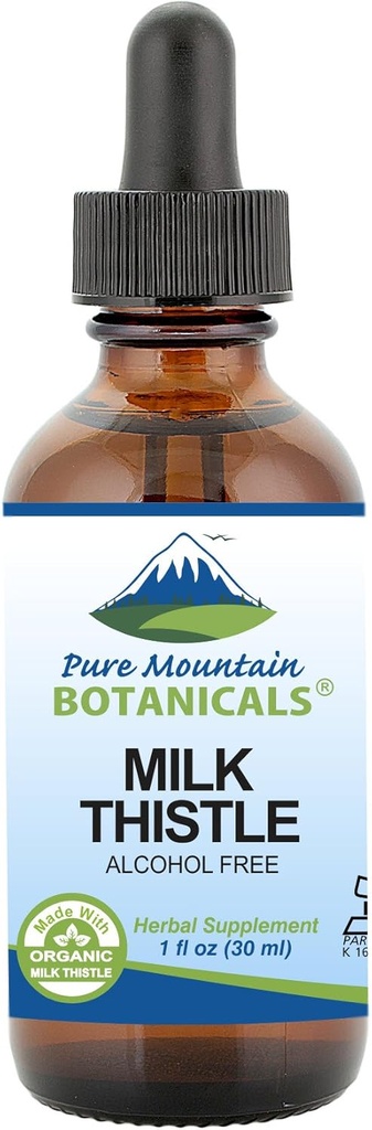 Pure Mountain Botanicals Milk Thistle Extract - Vegan, Kosher Certified Liquid Formula - izdelan s 333mg organsko mleko Thistle Tinkture - 1 Fl Oz steklenica