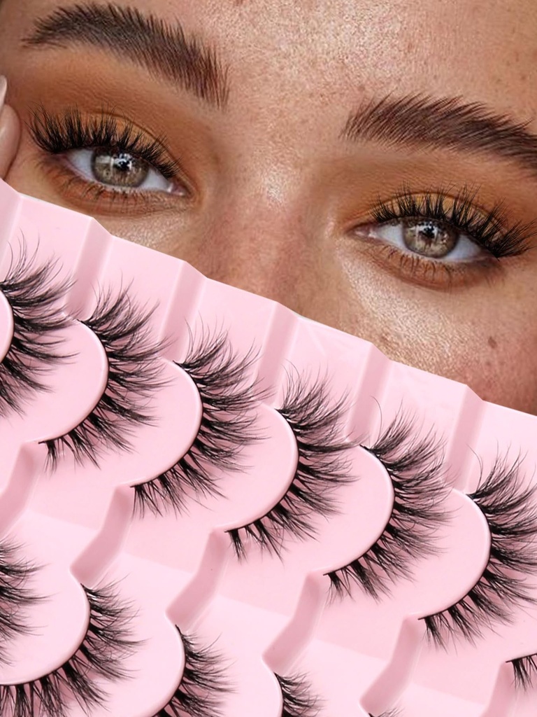 Lashes Naravne mačje oči Lashes Wispy trepalnice 15mm Lažne trepalnice Wispy lashes 3D zvezek Strip trepalnice Tanjši bombažni trak Mehke lažne trepalnice Lashes Pack 7 Pari Siligli
