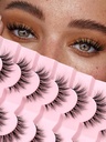 Lashes Naravne mačje oči Lashes Wispy trepalnice 15mm Lažne trepalnice Wispy lashes 3D zvezek Strip trepalnice Tanjši bombažni trak Mehke lažne trepalnice Lashes Pack 7 Pari Siligli