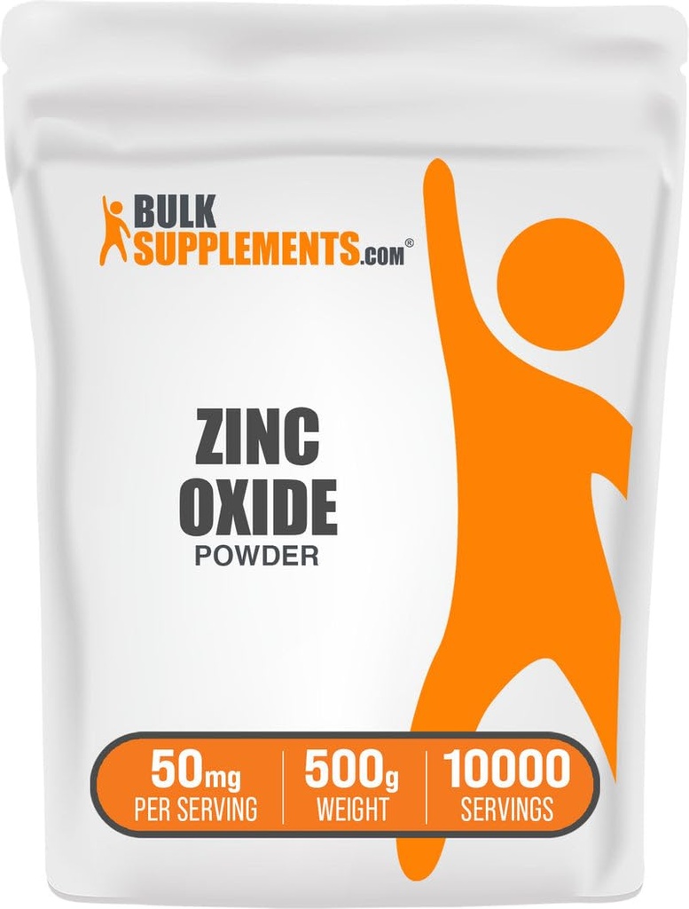 BulkSupplements.com Cinkov oksid v prahu - Cinkov oksid dopolnilo, Mineralna dopolnilo za imuno podporo - Gluten prost, 50mg na serviranje, 500g (1,1 lbs) (Pack of 1)