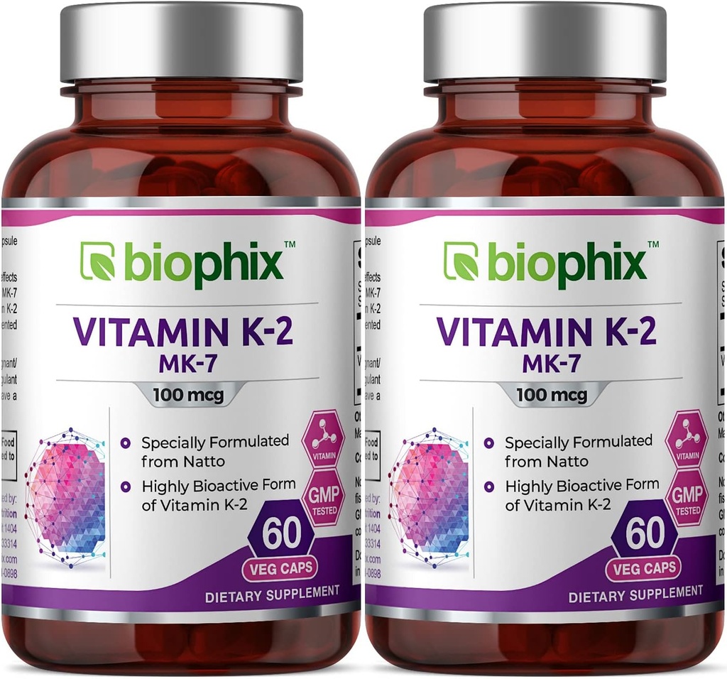 biophix vitamin K2 MK-7-100 μg 60 Vcaps 2 Pakiranje - podpira imuno zdravje močnih kosti