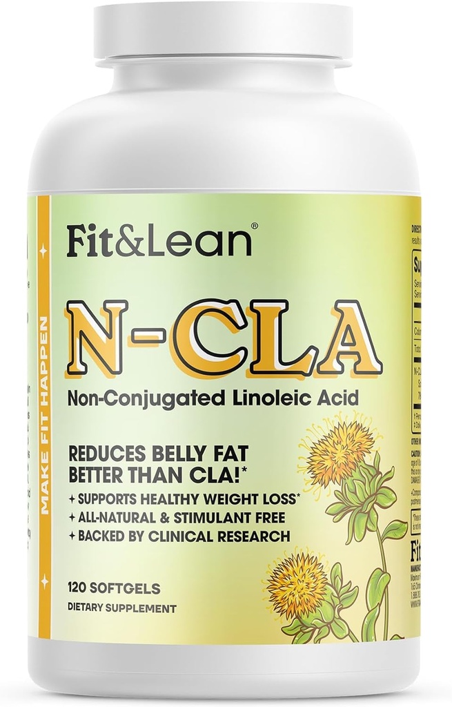 Fit & Lean N-CLA, hujšanje izguba dodatka, zmanjša trebuh maščobe bolje kot CLA, povečanje presnove, podpira lean mišice, Stimulant brezplačno, nekonjugirana linolna kislina, 120 Servingi (Packaging May Vary)