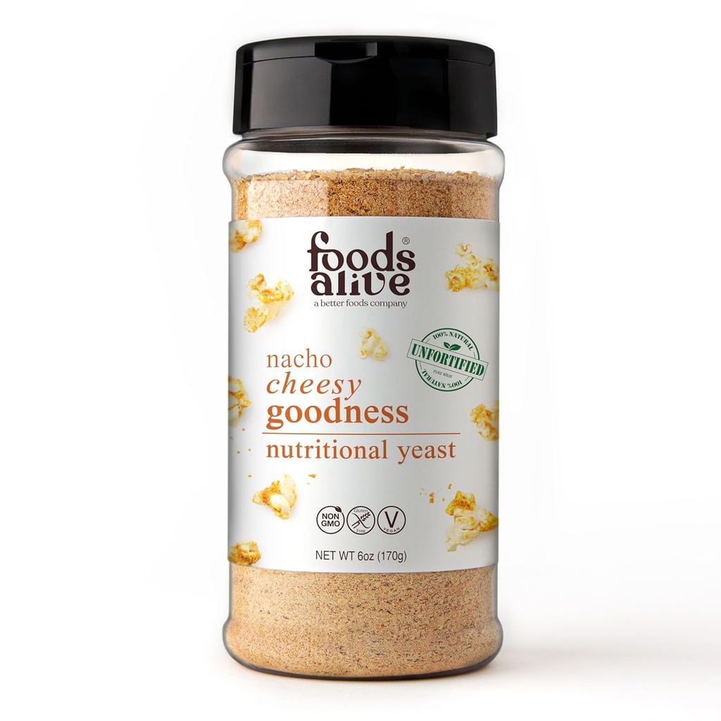 Živila Žive Nacho Cheesy Goodness Prehransko Yeast, 6oz Shaker Jar/Non-Fortified, Vegan sir v prahu začimbe