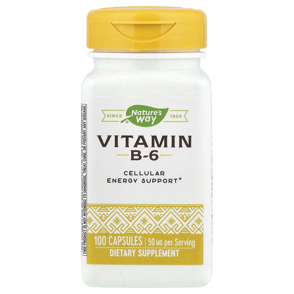 Naravna pot Vitamin B-6 dodatek, celična energijska podpora*, 50 mg na obrok, 100 kapsul