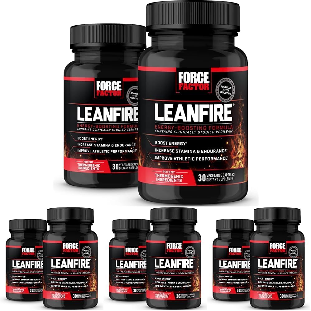 Sila Factor LeanFire, Pred vadbene energijske tablete z izvlečkom zelenega čaja in kofeina za povečanje energije, Gradite Lean Muscle, Izboljšati atletske zmogljivosti, in izboljšanje fokusa, 30 Število (Pack od 8)