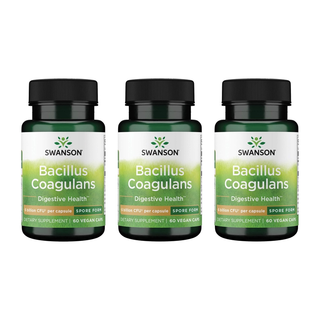 Swanson Bacillus Coagulans - Natural Probiotic Supplement Podpora Digestive Health w/ 6 Milijarda CFU - maj Podpora GI in splošno Gut Health - (60 Veggie kapsule) 3 Pack