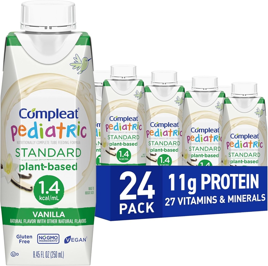 Kompleat Pediatrični standard 1.4mL, rastlinsko osnovan prehransko popoln Shake, Formula za podajanje cevi, Vanilla Flavor, 24 Pack