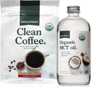 Naravna sila Ekološka čista kava + Organska MCT Oil Bundel – 100% Čista kokosova MCTs & Mold & Mycotoksin Free Coffee – Ne-GMO, Keto, Paleo in Vegan - 12 Oz Bag in 16 Oz Steklena steklenica