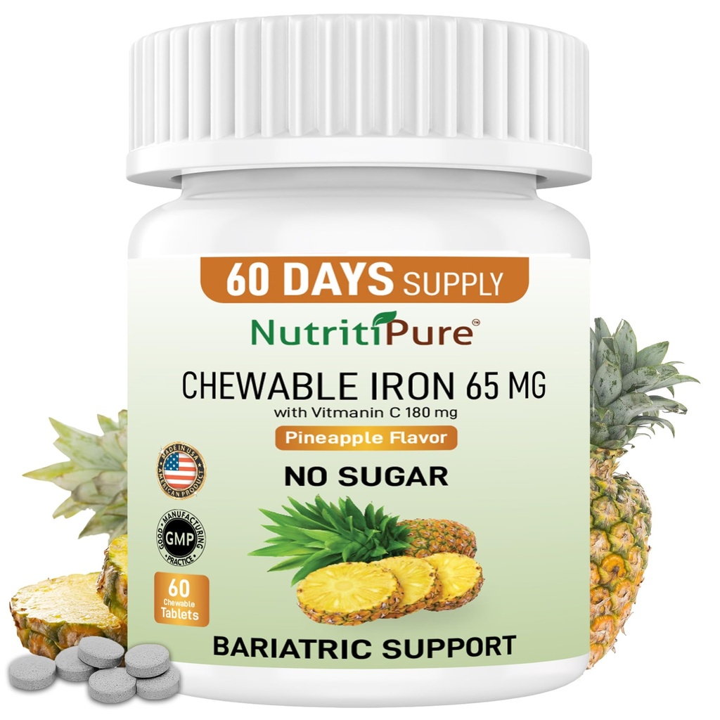 Žvečljiva železova karbonil 65 mg z vitaminom C 180 mg (za ženske/moške) – tableta v aromi ananas (1)