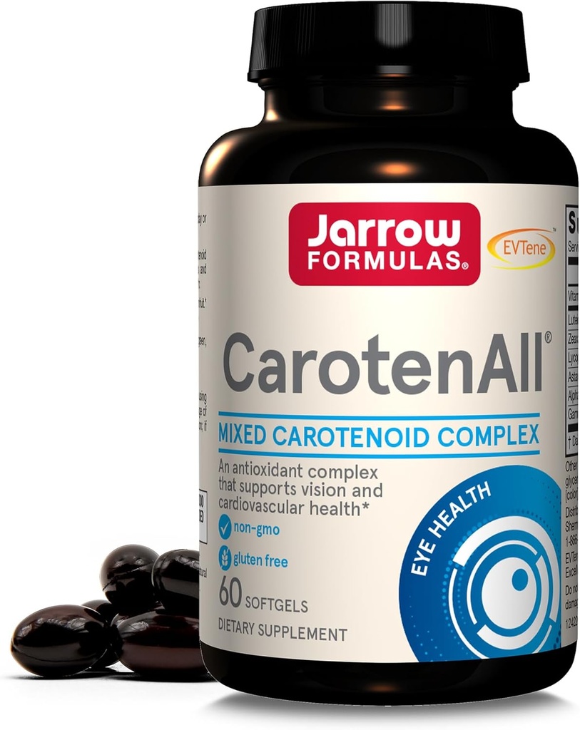 Jarrow Formulas® CarotenAll, prehranska dopolnila, antioksidantna podpora za vid in kardiovaskularno zdravje, 60 mehkih kapsul, do 60 dni dobave