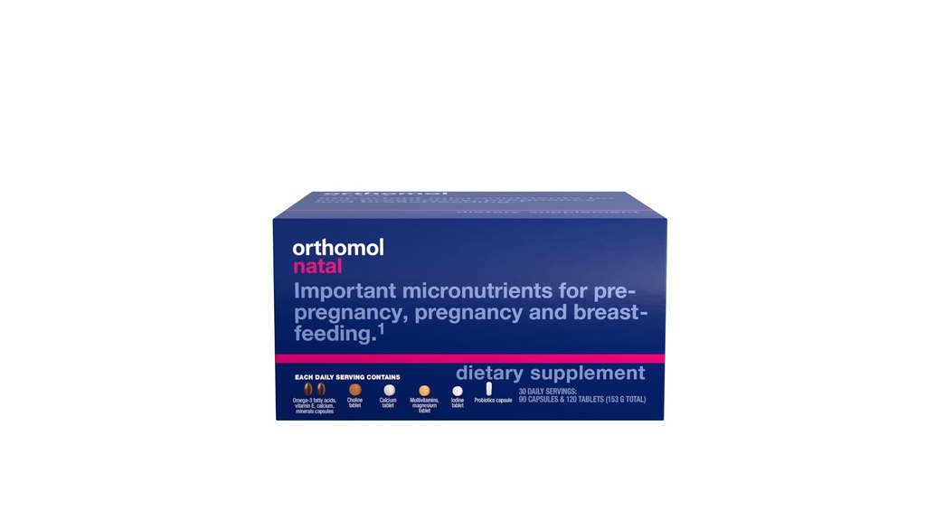 Ortomol Natal, Natal Supplement, Podpira zdravje pred nosečnostjo, nosečnost, in dojenje, tablete in kapsule dodatek, 30 Število (Pack po 1)