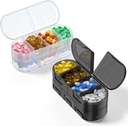 Tedenske tablete Organizator, 2/3/4 krat na dan, dvojno Sided otvoritve Design, Prenosne tablete Škatla za shranjevanje zdravil/vitaminov/ribja olja/dodatki (Variable Grids Bela črna 2PC)