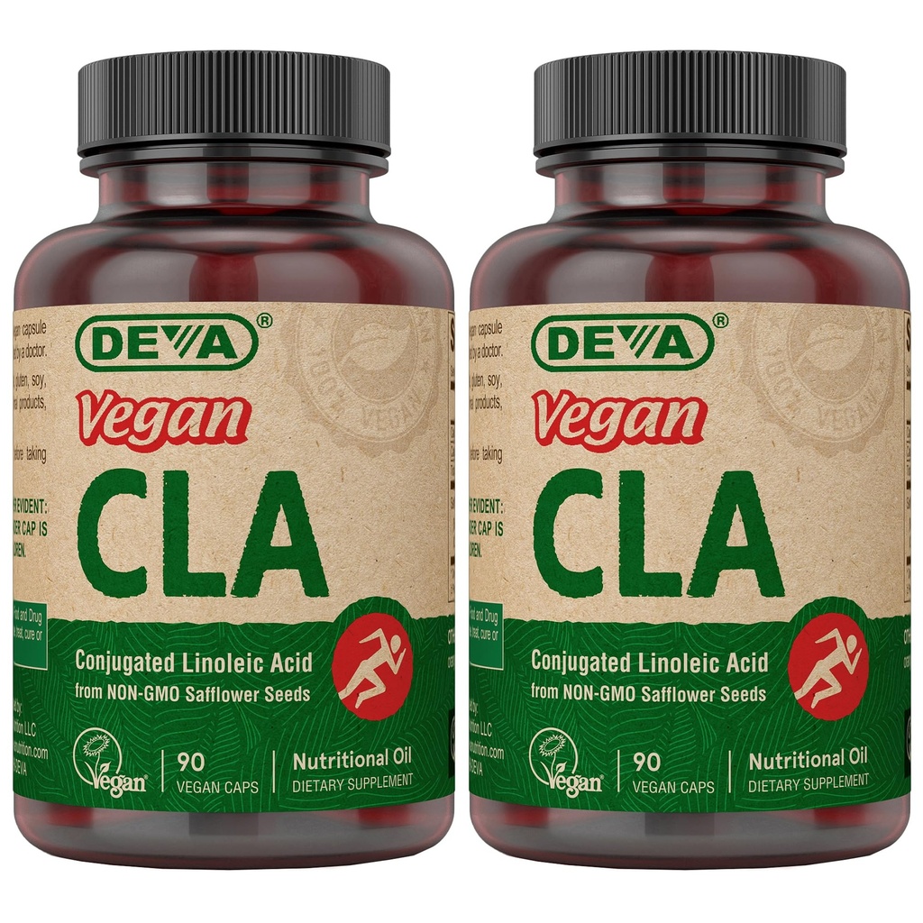Veganski vitamini DEVA konjugirana linolna kislina (CLA) iz ne-GMO žafranike, 90 kapsul, 1-pak