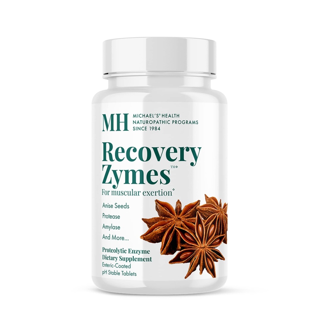 MICHAEL'S Health Naturopathy Programi Recovery Zymes - 270 Enteric Coated pH Stabilne tablete - Proteolitični encim dodatek - Podpira naravni vnetni odziv - 45 Servis