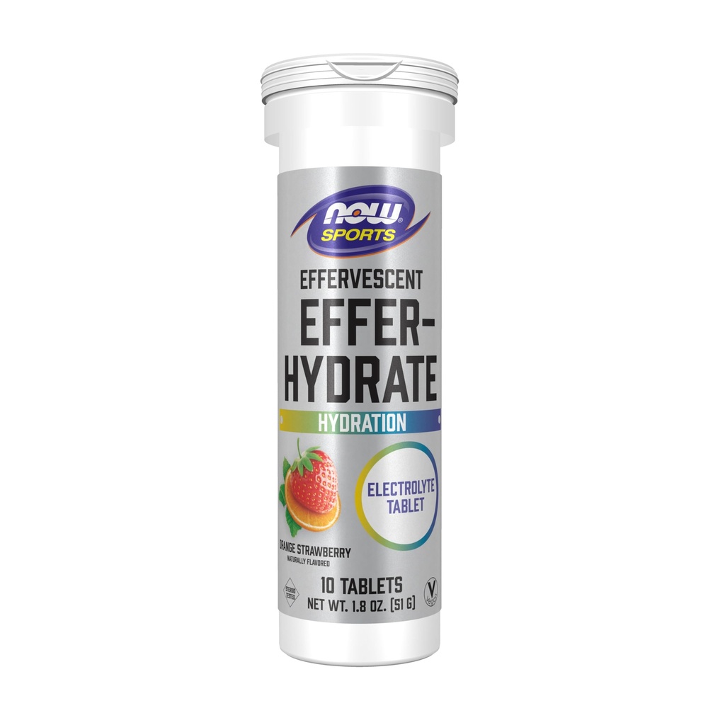 NOW Foods Sports Nutrition, šumeče Effer-Hydrate, Elektrolitski dodatek, Recovery*, Orange Jagoda, 10 tablet