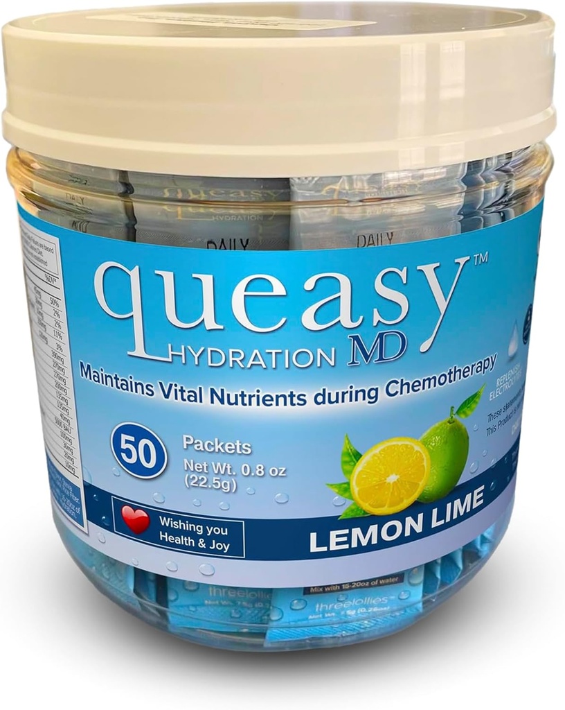Tri lizike Queasy Hydration MD Packets - Hidracija in prebavna zdravstvena podpora med zdravljenjem - Rehidracije, Lajšanje slabost & nadomesti hranila - Natural & Ne-Drowsy - 50 Packets