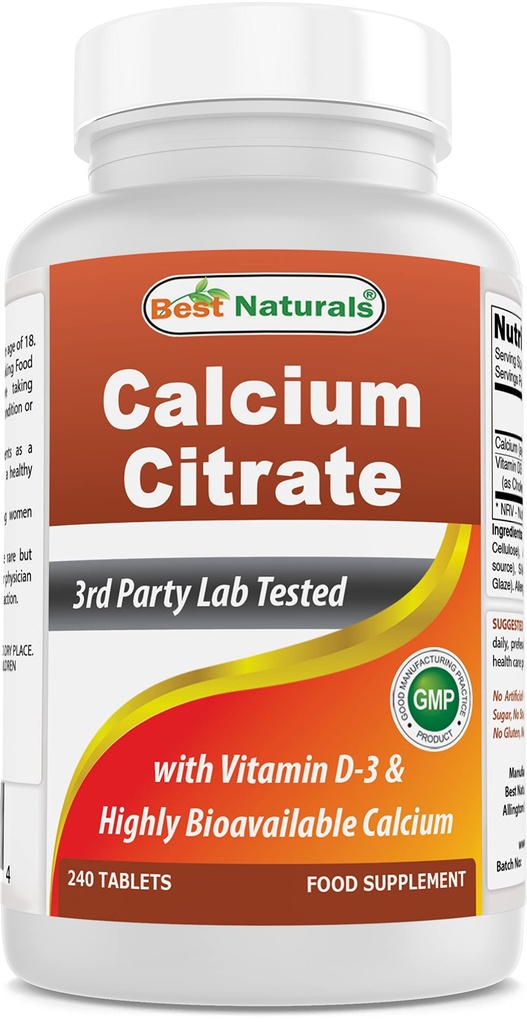 Najboljše naravne kalcijeve citrate z vitaminom D-3 240 tablete (240 tablet (paka 1))