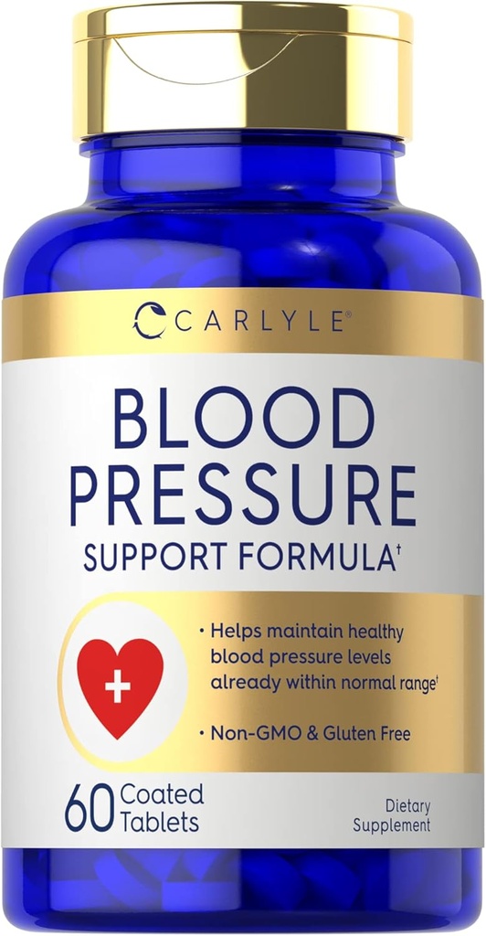 Carlyle Blood Pressure Supplements | 60 Coated Tablets | Blood Pressure Support Formula | Vegetarian, Non-GMO, Gluten Free