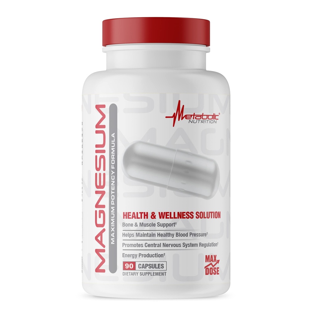 Presnovna prehrana Magnezij, 650 mg na serviranje, Ne-GMO, Vegan, Brez glutena, 90 kapsul