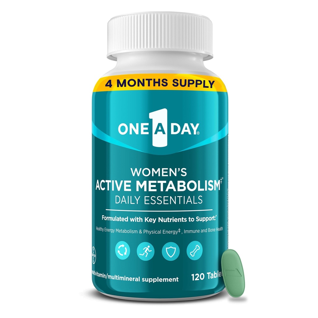 En dan aktivni metabolizem žensk dnevno esencialen, multivitaminski za ženske, presnovna podpora, vitamini za ženske z vsemi 8 B-vitamini, vitamin D, magnezij in več,120 Count