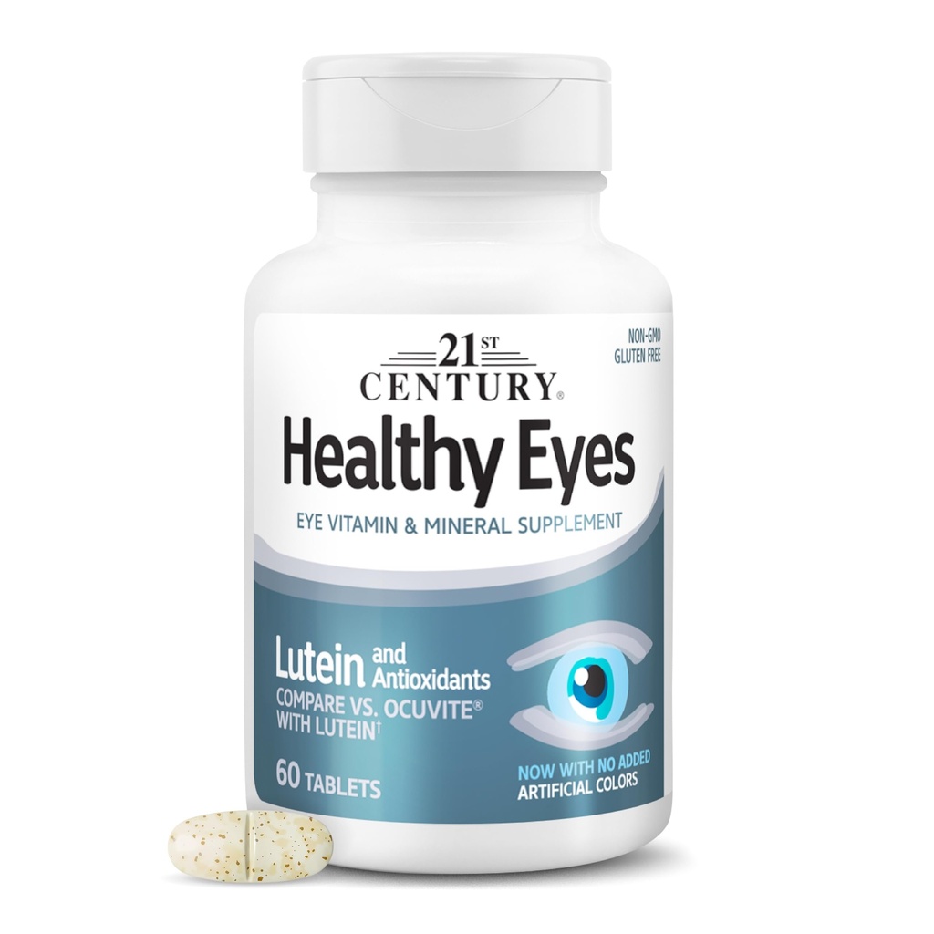 21. stoletje Zdrave oči z Lutein tablete, (60 Count), Eye Vitamini in Mineral dodatek z antioksidanti za podporo vida, Eye Health dopolnila za odrasle in starejše, Non GSO & Gluten Free