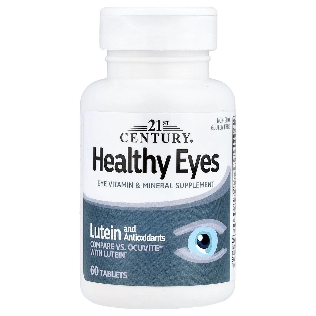 21. stoletje Zdrave oči z Lutein tablete, (60 Count), Eye Vitamini in Mineral dodatek z antioksidanti za podporo vida, Eye Health dopolnila za odrasle in starejše, Non GSO & Gluten Free