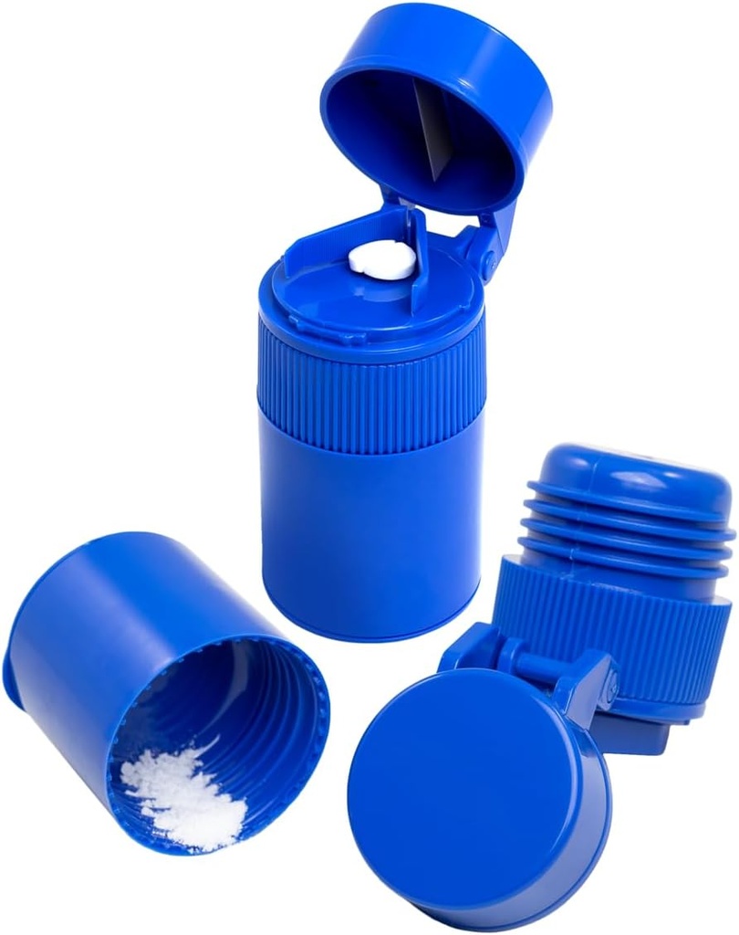 EZY DOSE 3 Kompartment tablete Crusher, Cutter in Grinder, dnevna uporaba, varno rezane tablete tablete, vitamini, tablete, Natančno in enostavno rezanje, Nerjaveče jeklo rezilo, Odstranljiv pokal za pitje, modra, BPA brezplačno