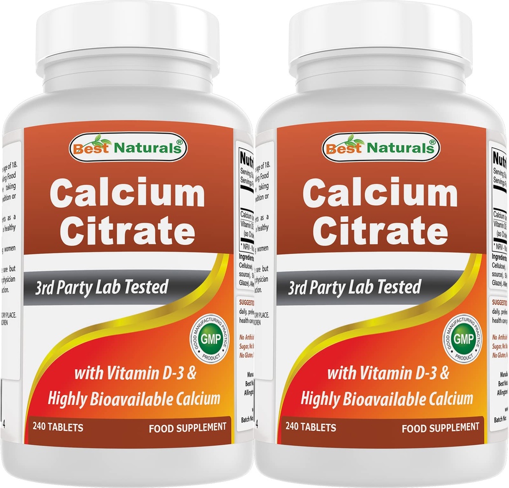 Najboljše naravne kalcijeve citrate z vitaminom D-3 240 tablete (240 tablet (240 tablet)