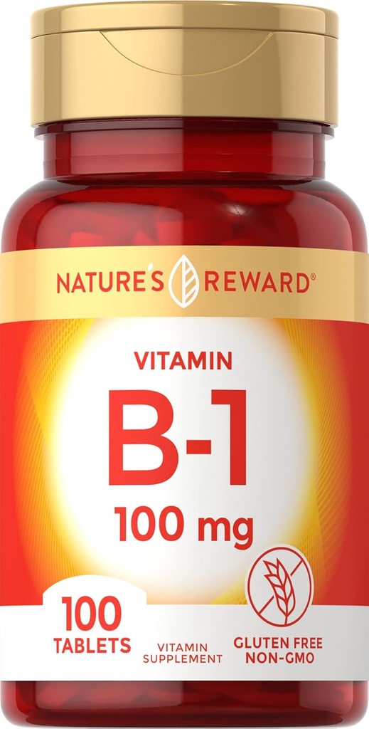 Vitamin B1 100mg (Thiamine) - 100 Count - vegetarijanski, ne-GMO & Gluten brezplačno dodatek - z nagrado narave