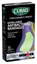 CURAD Performance Series IRONMAN Antibakterijski Bandages, Extreme Hold Adhesive Technology, Extra velike fleksibilne Fabric Bandages za cuts, Scrapes, & Burns, Razvrščene barve, 2 x 4 palcev, 10 Štetje