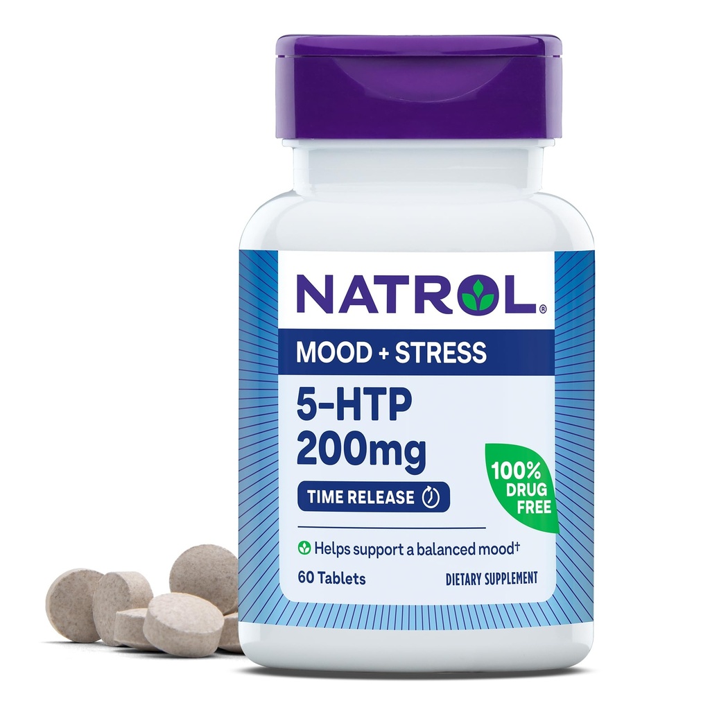 Natrol 5-HTP 200mg, Prehranska dopolnila pomaga podporo uravnoteženega razpoloženja, 60 Čas release tablete, 60 dan dobave