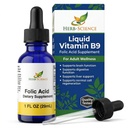 Tekoči vitamin B9 Folna kislina Dodatki - VIT B Kapljice za možgane in prebavne funkcije, Jetrna podpora - Gluten-free, Non-GMO, Vegan - Hranilna dopolnila za odrasle - 1 fl. oz.