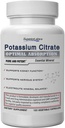 Superior Labs Kalijev citrat 100 mg, Čisti ne-GMO elektrolitski mineral, brez dodatkov, Ledvični kamen in pH podpora, Mišični krč Relief, Srce in živec Funkcija, Alkalizacijsko ravnovesje, 120 Veg kape