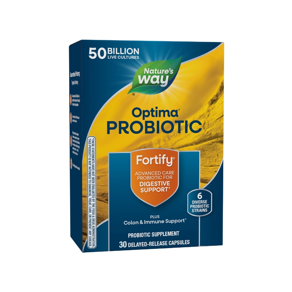 Narava pot Fortify Optima probiotik za moške in ženske, 50 milijard živih kultur, 6 sevi, podpira prebavne in imunskega zdravja*, 30 kapsul (Packaging May Vary)