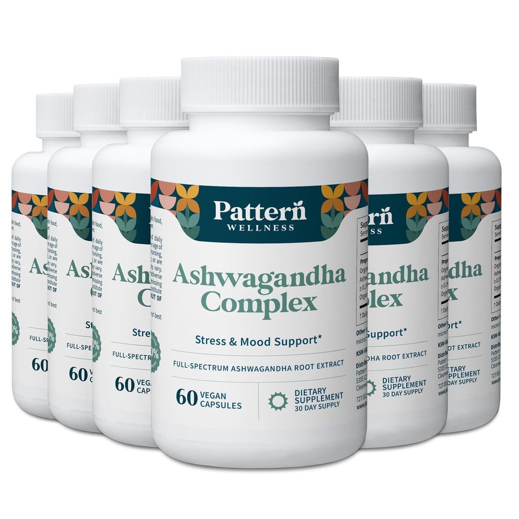 Vzorec Wellness Ashwagandha Complex za moške in ženske - KSM-66 & Black Pepper Extract - Zdravje celega telesa in srca - podpira stres in razpoloženje - Non-GMO - 360 Veganske kapsule