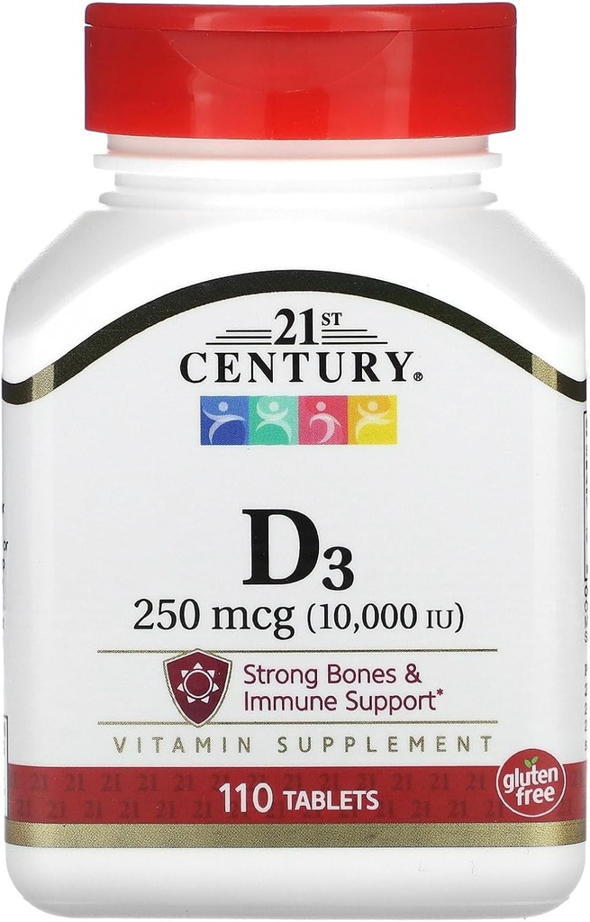 21. stoletje D3 10, 000 Iu Tablets, 110 Count (27504)