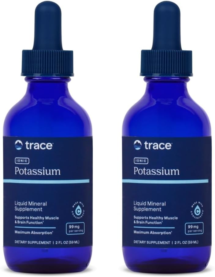Trace Minerals Ionic Kalij - dodatek s kalijem in magnezijem - Tekoči dodatek za pomoč Easy Mineral Absorpcija - Zdravi možgani in mišice funkcijo dodatek - 2 fl oz (2 paket) (66 Serving)