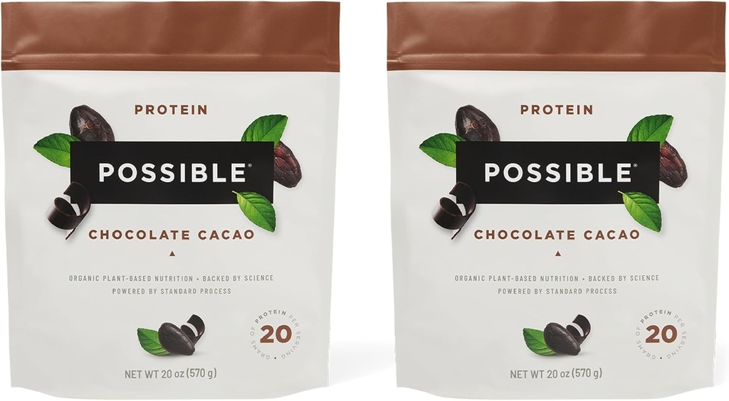 Beljakovine v prahu čokolada Cacao - 20g Vegana, na rastlinah osnovana beljakovinska mešanica - ne-GMO, ne-male, gluten-free - 3,5g BCAA - 9 Esencialnih aminokislin - 30-dnevna zaloga - 2 vrečki, 30 servov