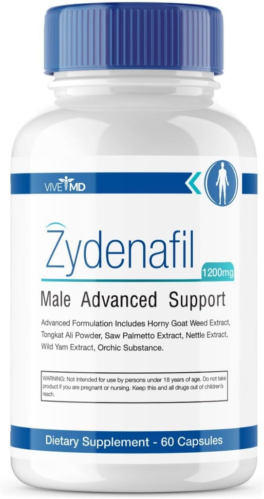 Vive MD Zydenafil tablete za moške Napredna Formula - Zydenafil moške tablete - Zydenafil 1200mg za največjo moč s Tongkat Ali, Saw Palmetto, Horny Kozja trava Pregledi (60 kapsul)