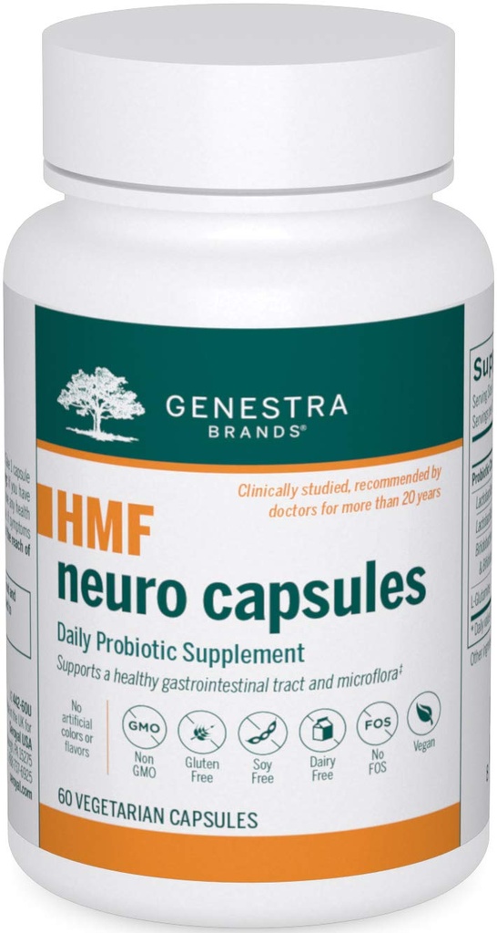 Genestra Znamke HMF Neuro Kapsula - ženske, moški in otroci Probiotiki - za Gut Health - 60 kapsul