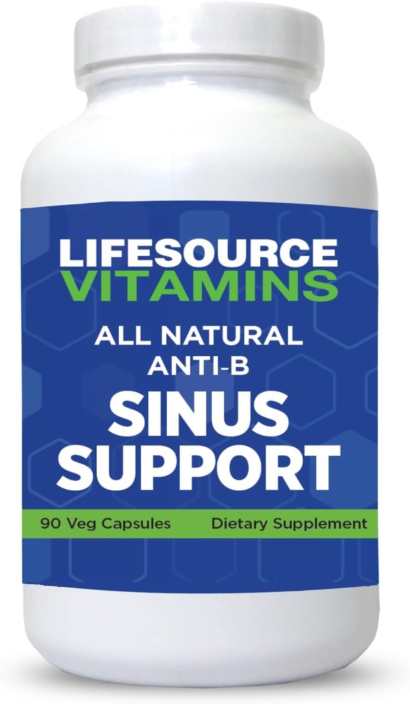 LifeSource Vitamini Vse naravne Anti-B Sinus Podpora – 14 Vse naravne sestavine - 90 Kapsula - Lastniška formula