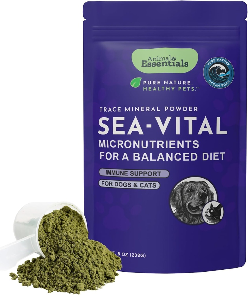Živalski esenciali Ocean Kelp za pse in mačke - Podpora ščitnice, ščitnica dodatek, Sea Kelp prah, Trace Minerals, Veterinarian Priporočeno - 8 Oz
