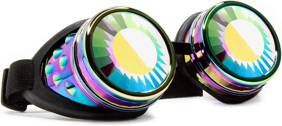 GloFX Polychrome Wormhole Kaleidoskop Goggles - Festival Rave kostum Cosplay Prism EDM 3D Varjenje gotske Goggles