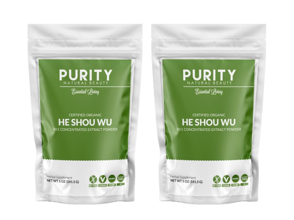 Certified Organic He Shou Wu - Velika 5oz Vreča 30:1 Koncentrirana-Fo-ti - Organic Foti Extract- Fo ti He Shou Wu Organic (Pack of 2-10 Ounces)