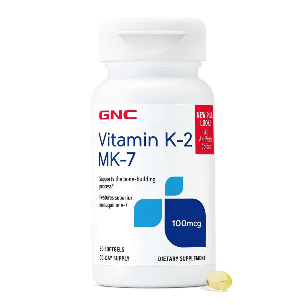 GNC vitamin K-2 100mcg, podpira proces gradnje kosti, 60 kapsul